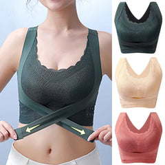 FallSweet 2PCS/set Seamless Push Up Bra for Women Wireless Sports Bra Comfort Brassiere Sexy Female Cross Back Yoga Vest Top