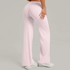 Women's Pilates Straight Yoga Pants Tight Fitting Hip Revealing Wide Leg Pants Outdoor Sports Running Casual Fitness Pants