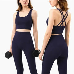 Women's Naked Feeling Sports Bra and Leggings Set - 2 Piece Gym Outfit for Fitness, Yoga Clothes Leggings and Tops Workout Suits