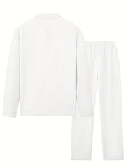 The new men's spring and autumn Waffle long-sleeved and long pants sportswear and casual set is made of comfortable and breatha