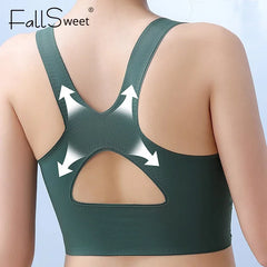 FallSweet 2PCS/set Seamless Push Up Bra for Women Wireless Sports Bra Comfort Brassiere Sexy Female Cross Back Yoga Vest Top
