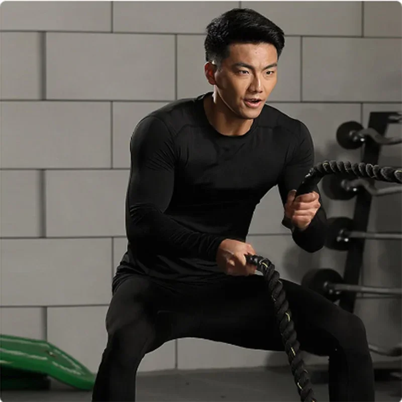 New Men's Tracksuit Gym Fitness Running 2 Pcs/Set Quick Dry Sweat-absorb Compression Sport Suit Clothes Jogging Sport Wear S-3XL