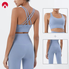 Women's Naked Feeling Sports Bra and Leggings Set - 2 Piece Gym Outfit for Fitness, Yoga Clothes Leggings and Tops Workout Suits