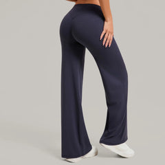 Women's Pilates Straight Yoga Pants Tight Fitting Hip Revealing Wide Leg Pants Outdoor Sports Running Casual Fitness Pants