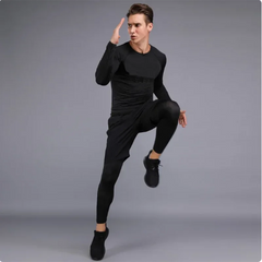 New Men's Tracksuit Gym Fitness Running 2 Pcs/Set Quick Dry Sweat-absorb Compression Sport Suit Clothes Jogging Sport Wear S-3XL