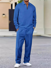 The new men's spring and autumn Waffle long-sleeved and long pants sportswear and casual set is made of comfortable and breatha