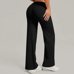 Women's Pilates Straight Yoga Pants Tight Fitting Hip Revealing Wide Leg Pants Outdoor Sports Running Casual Fitness Pants