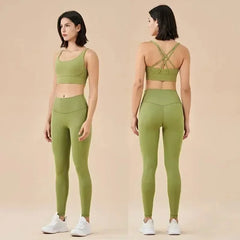 Women's Naked Feeling Sports Bra and Leggings Set - 2 Piece Gym Outfit for Fitness, Yoga Clothes Leggings and Tops Workout Suits