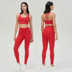 Women's Naked Feeling Sports Bra and Leggings Set - 2 Piece Gym Outfit for Fitness, Yoga Clothes Leggings and Tops Workout Suits
