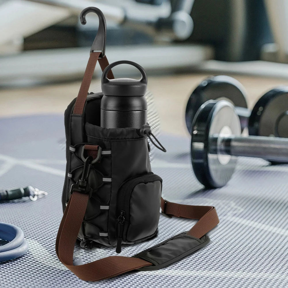 Magnetic Gym Sling Bag with Water Bottle Holder Gym Crossbody Bag Gym Chest Pouch for Travel Sports Work Fitness
