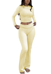 Women's Yoga Two-Piece Set Long-Sleeve Wide-Leg Activewear Set Casual Home Yoga Set Coordinated Set