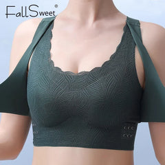 FallSweet 2PCS/set Seamless Push Up Bra for Women Wireless Sports Bra Comfort Brassiere Sexy Female Cross Back Yoga Vest Top